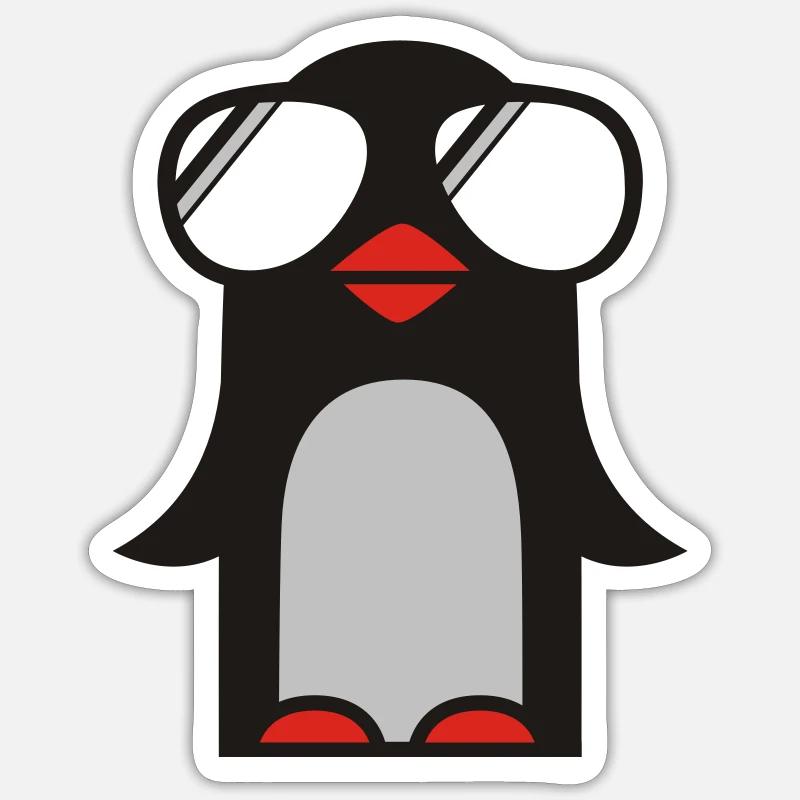 funky pinguin - Sticker taille S (10 x 10 cm) - blanc mat
