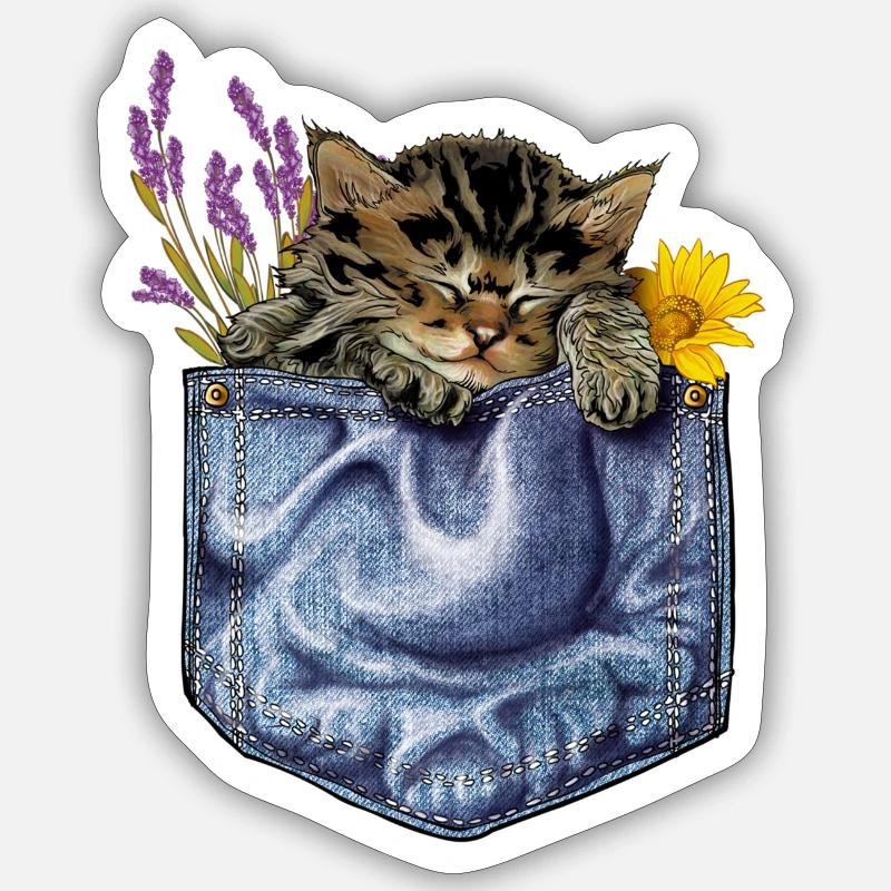 kitten pocket - Sticker size S (10 x 10 cm) - white matte