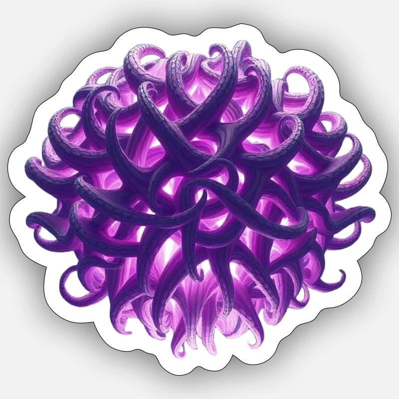 boule de tentacule violette - Sticker taille S (10 x 10 cm) - blanc mat