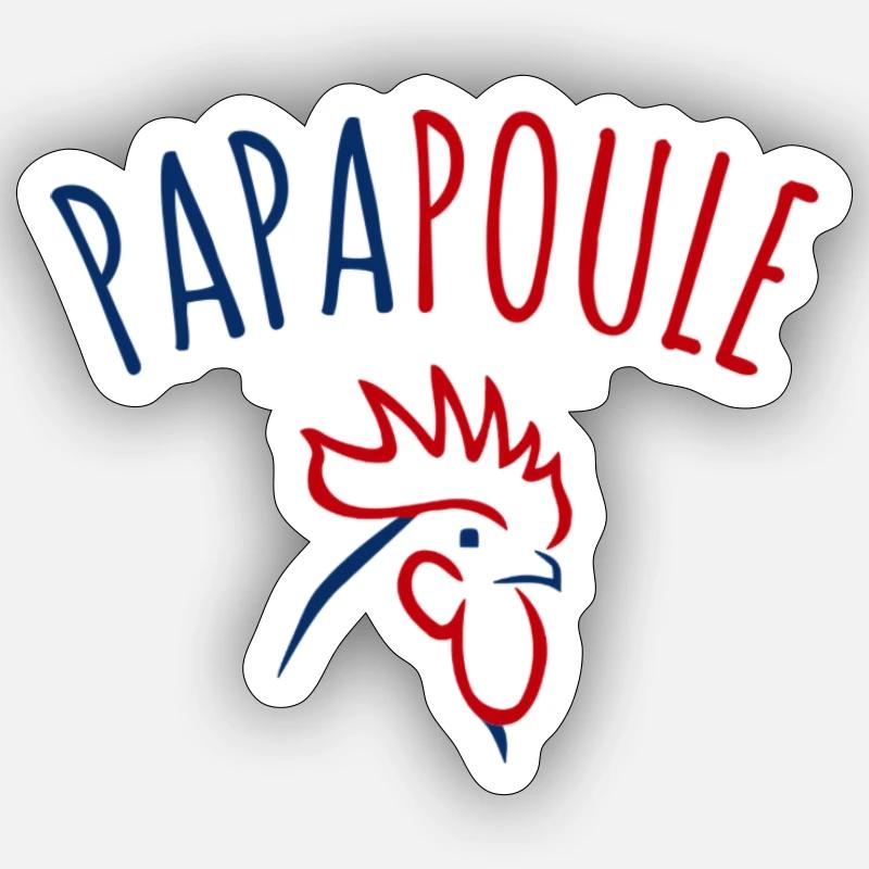 papapoule coq - Sticker taille S (10 x 10 cm) - blanc mat