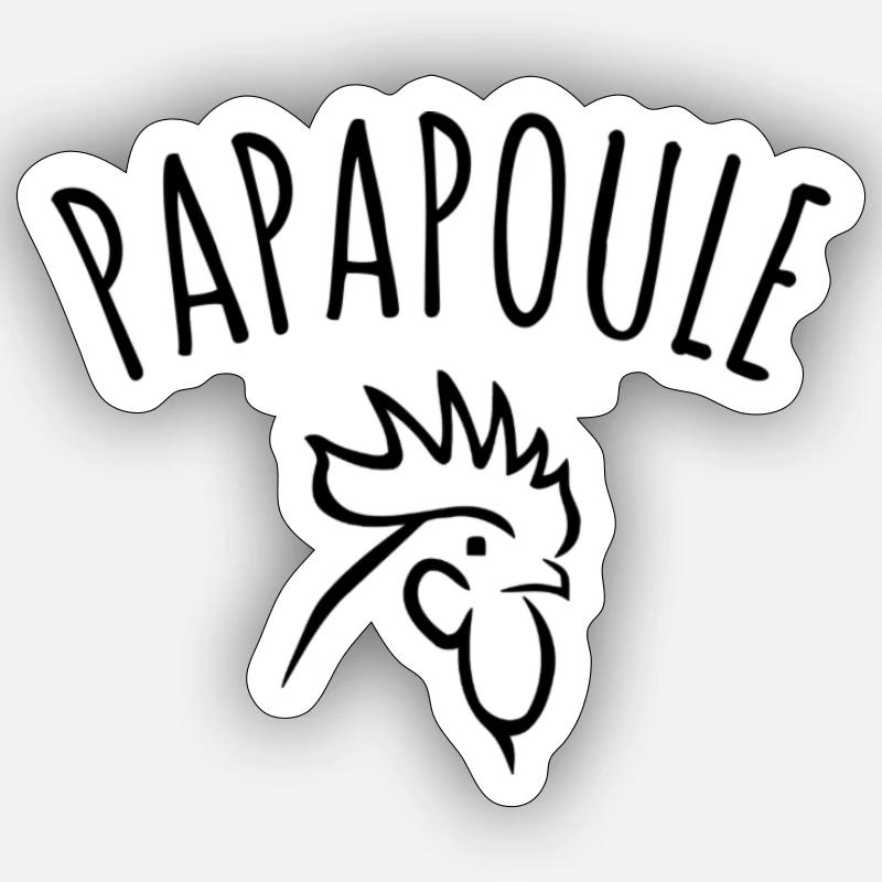 papapoule coq - Sticker taille S (10 x 10 cm) - blanc mat