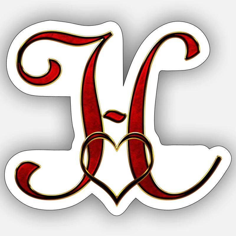 Monogram H with heart frame - Sticker size S (10 x 10 cm) - white matte