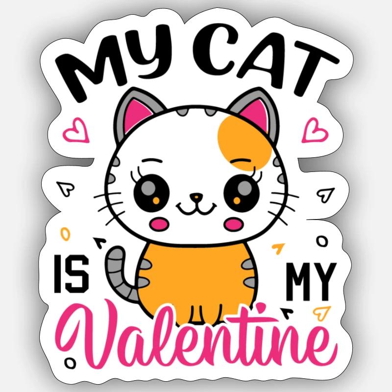 mon chat est mon Valentin Sticker taille S (10 x 10 cm)