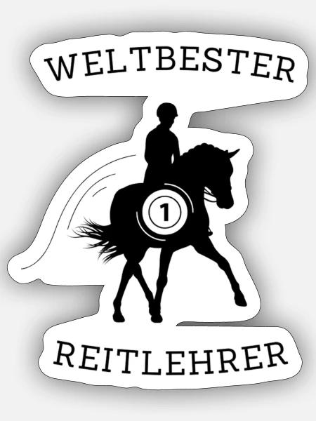 Weltbester Reitlehrer Dressur - Sticker Größe S (10 x 10 cm) - Mattweiß