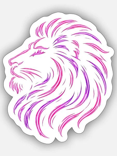 NeonLionLady - Sticker Größe S (10 x 10 cm) - Mattweiß