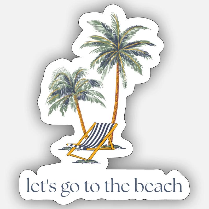 Let's go to the beach - Sticker Größe S (10 x 10 cm) - Mattweiß