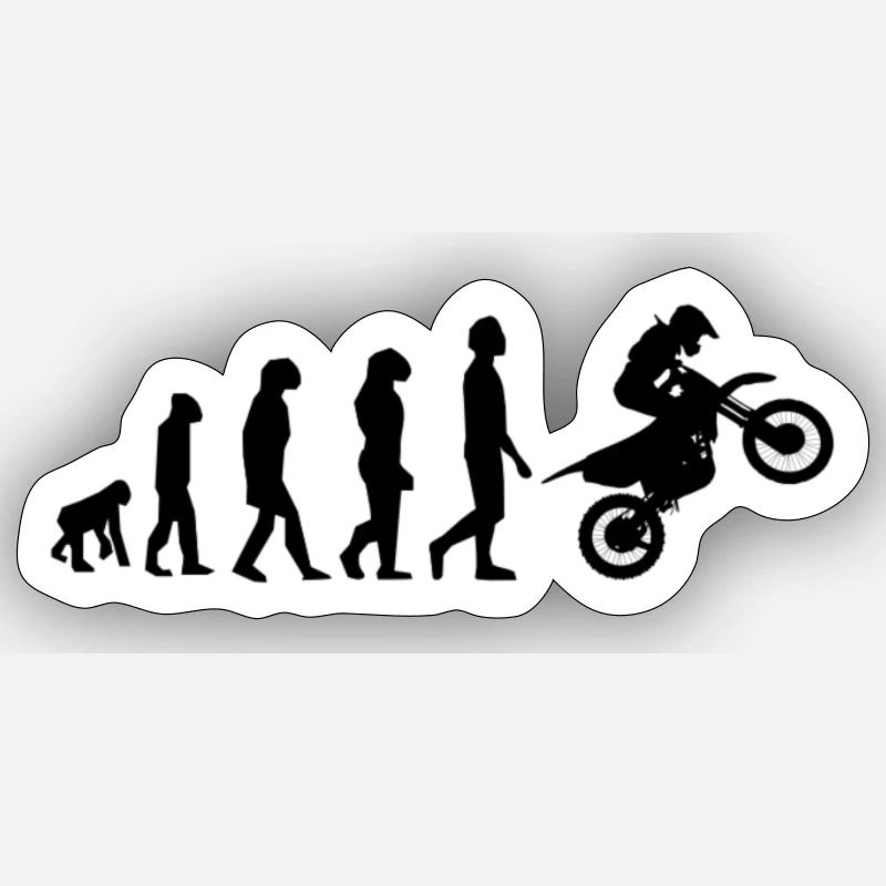 Évolution du motocross - Sticker taille S (10 x 10 cm) - blanc mat
