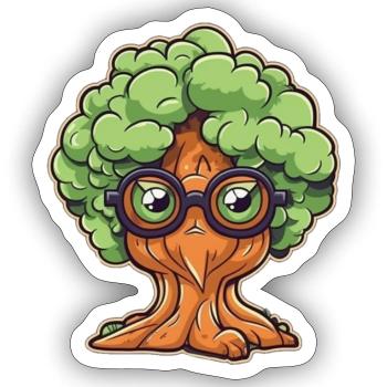 Tree with glasses - Sticker size S (10 x 10 cm) - white matte - Front