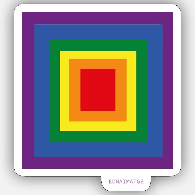 Carrés concentriques multicolores Sticker taille S (10 x 10 cm)