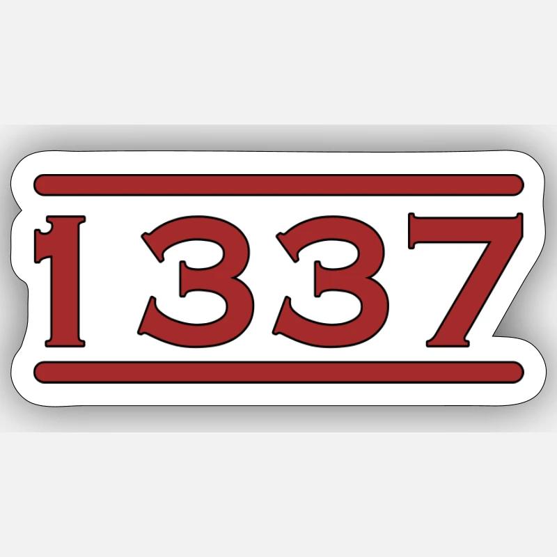 1337 - LEET - Elite - Sticker Größe S (10 x 10 cm) - Mattweiß