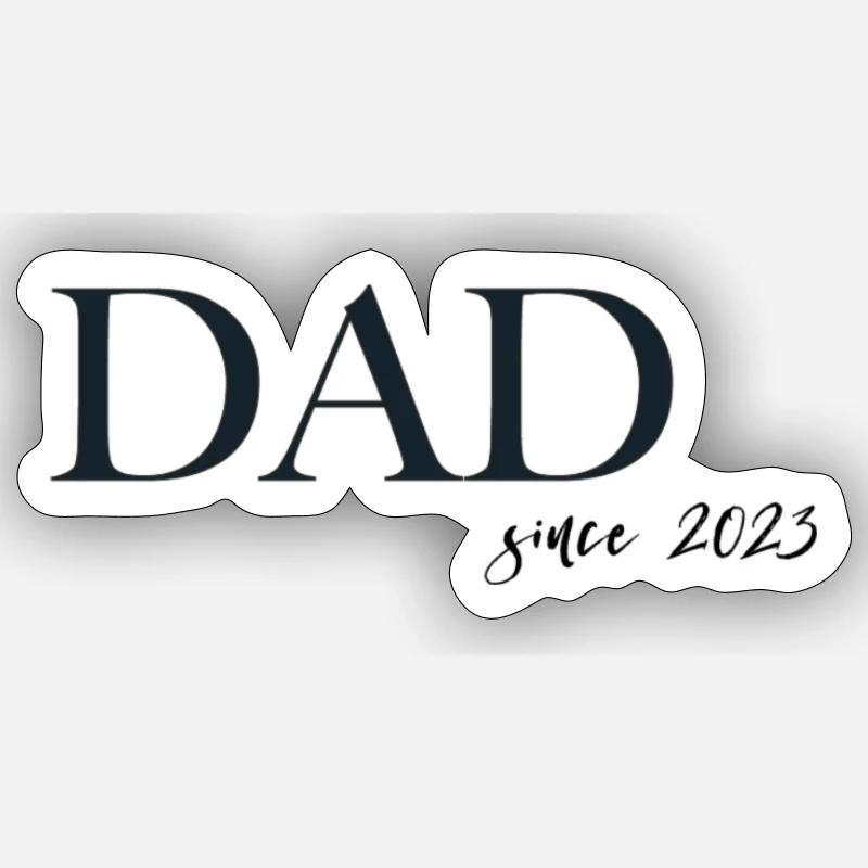 DAD since [2023]: einzigartige "Dad Since" T-Shirt - Sticker Größe S (10 x 10 cm) - Mattweiß