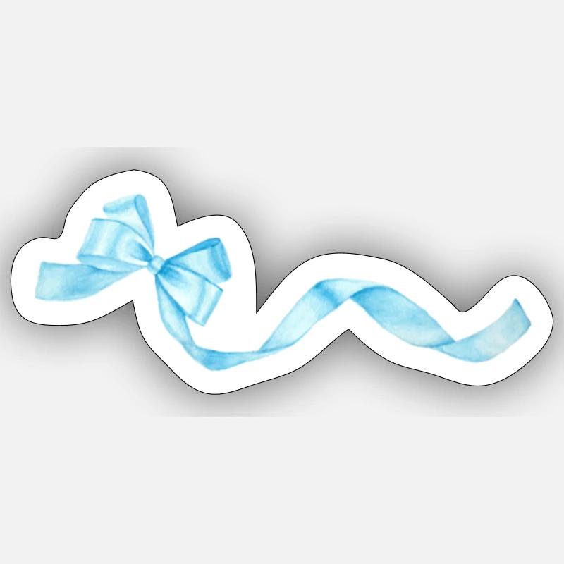 sky-blue bow - Sticker size S (10 x 10 cm) - white matte