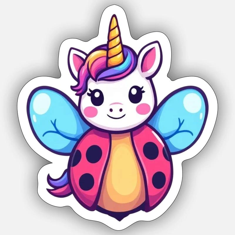 Einhornmarienkäfer - Sticker Größe S (10 x 10 cm) - Mattweiß