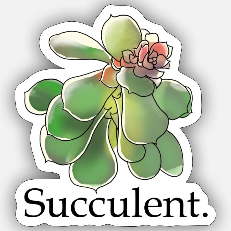 Succulente Fleur Aquarelle Sticker taille S (10 x 10 cm)