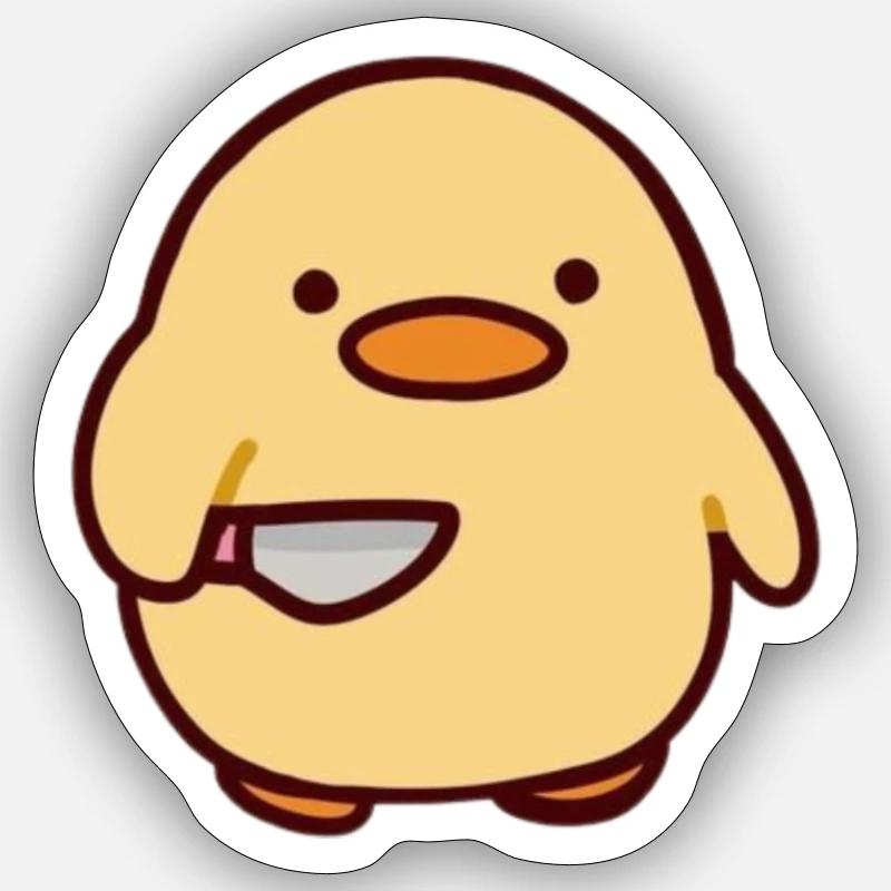 Duck with a knife - Sticker size S (10 x 10 cm) - white matte