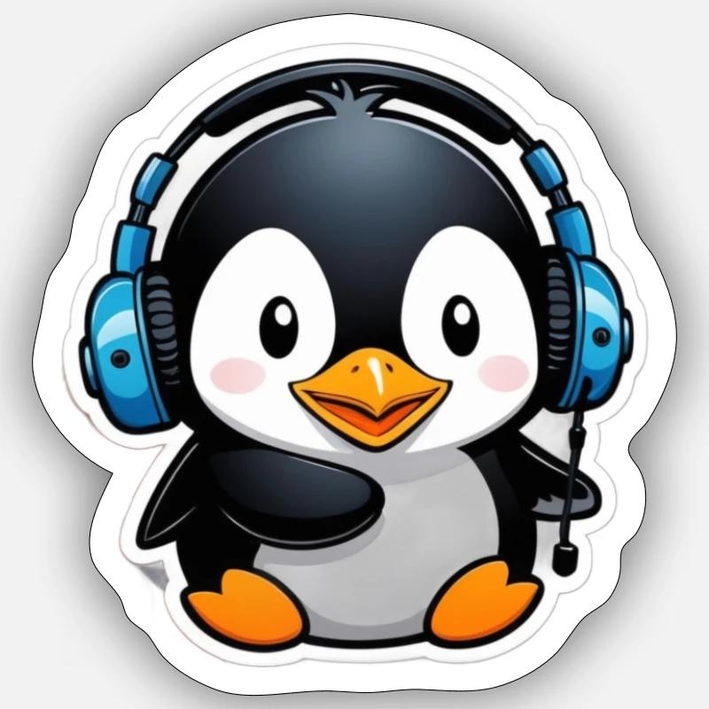 Pingouin mignon - Sticker taille S (10 x 10 cm) - blanc mat