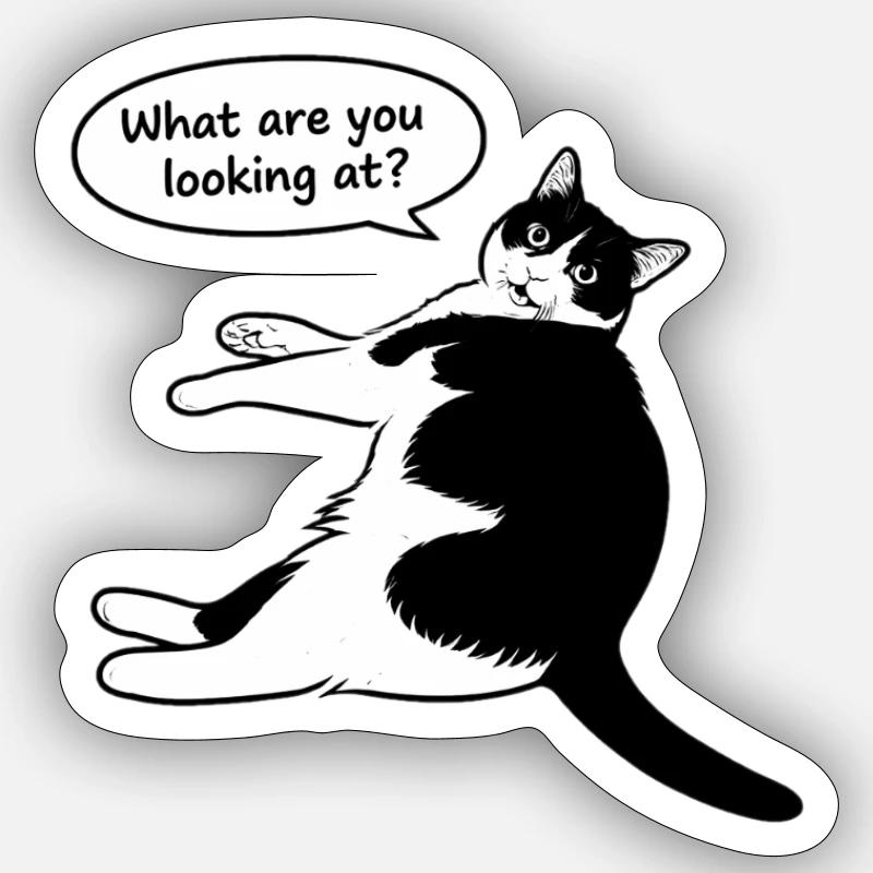 Qu’est-ce que tu regardes ? - Sticker taille S (10 x 10 cm) - blanc mat