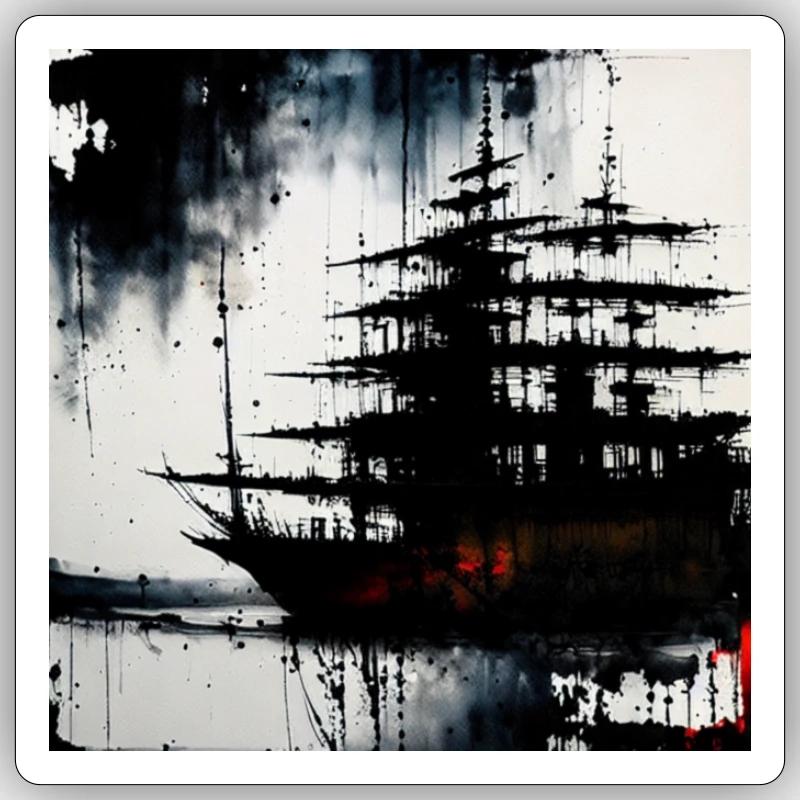 ImgCreator ai japanese ship - Sticker Größe S (10 x 10 cm) - Mattweiß