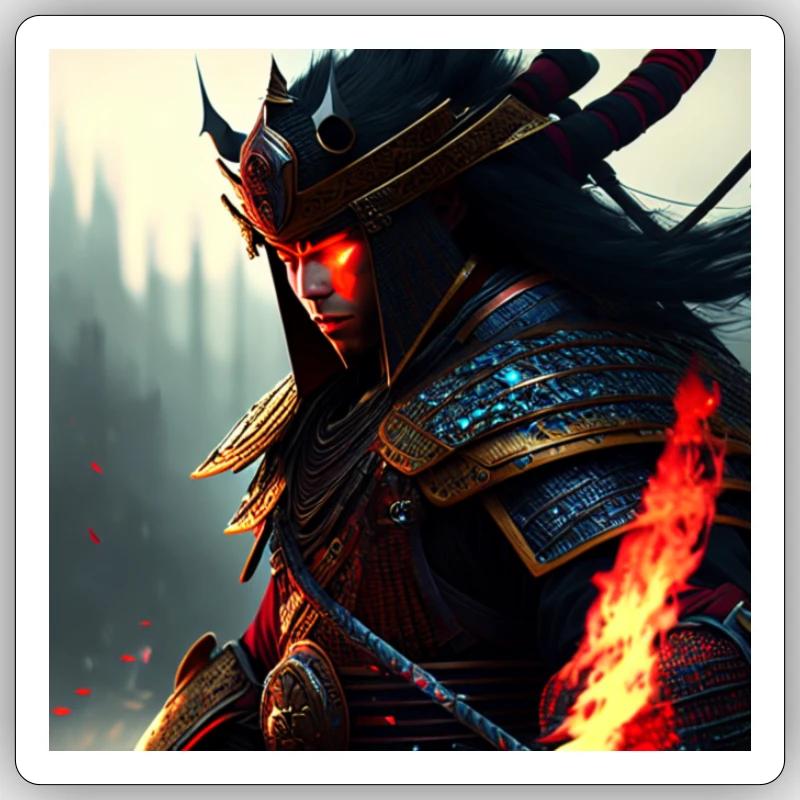samurai - Sticker Größe S (10 x 10 cm) - Mattweiß