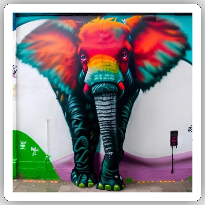 Elephant Graffiti Sticker size S (10 x 10 cm)