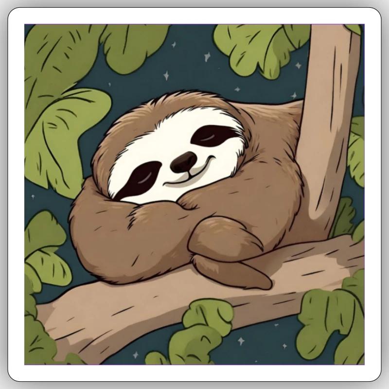 Cute sleeping sloth Sticker size S (10 x 10 cm)
