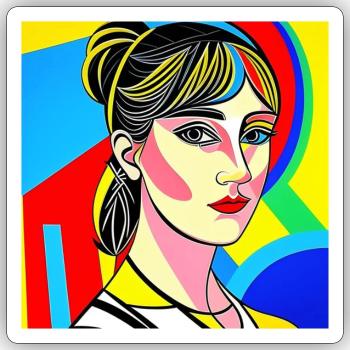 Colorful Pop Portrait - Sticker size S (10 x 10 cm) - white matte - Front