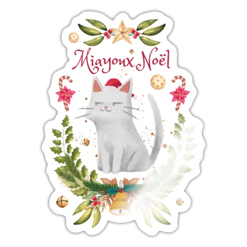 Miayoux Noël - Pull moche de Noël avec chat - Autocollant