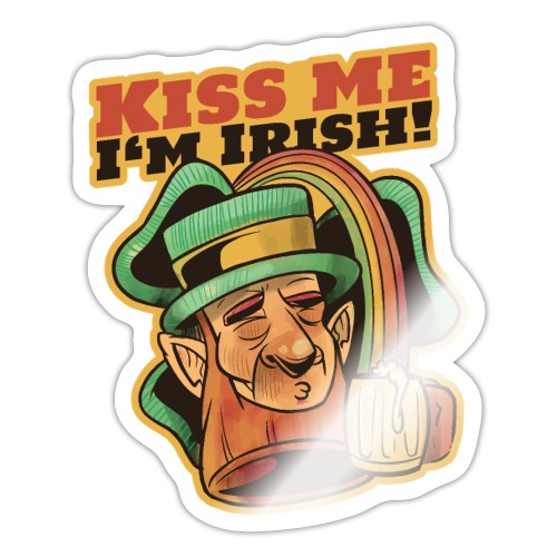 St. Patricks Day Leprechaun Kiss me Irish - Sticker