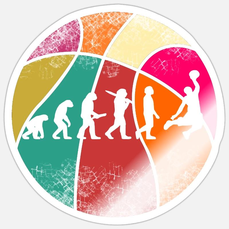 Basketball Evolution dunking - Sticker Größe S (10 x 10 cm) - Weiß glänzend
