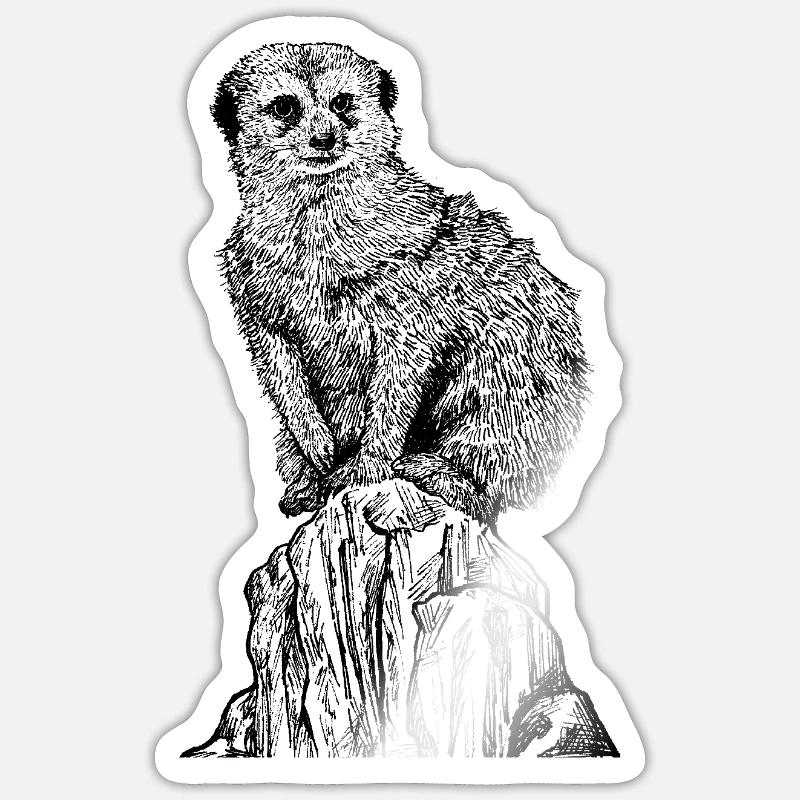 Aufmerksames Erdmännchen - Sticker Größe S (10 x 10 cm) - Weiß glänzend