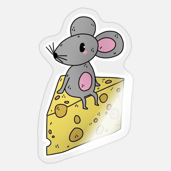 Un ratón gris sobre un gran trozo de queso.' Pegatina | Spreadshirt