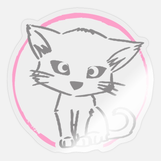 Cute cartoon cat as a drawing with pink' Sticker | Spreadshirt