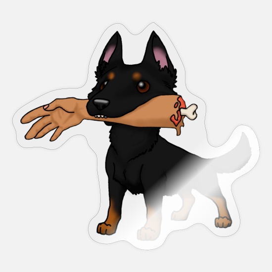 Perro pastor de dibujos animados con brazo' Pegatina | Spreadshirt