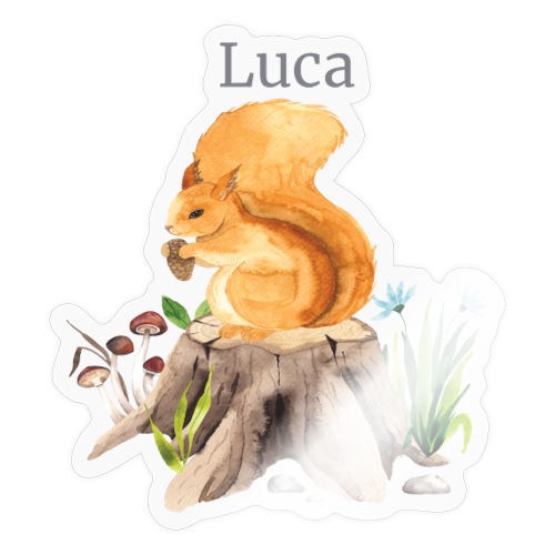Waldtier Eichhörnchen Blumen Name Luca - Sticker
