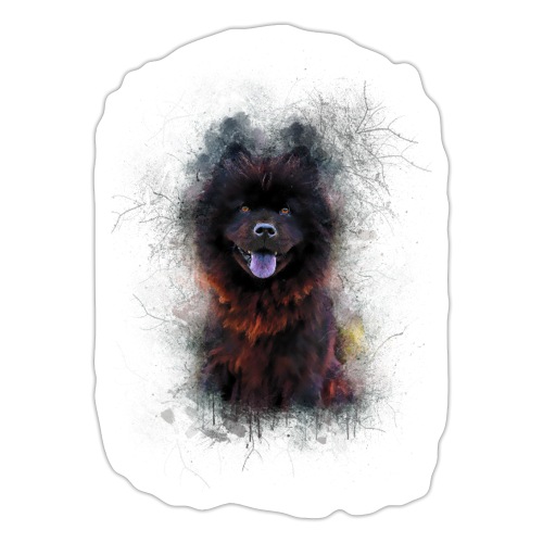 Black chow chow chiot peinture -by- Wyll-Fryd - Autocollant