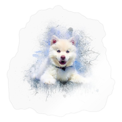 Siberian Husky White Lindo Cachorro -por- Wyll-Fryd - Pegatina