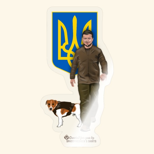 Ukraine Trysub Hund Patron und Präsident Zelensky - Sticker