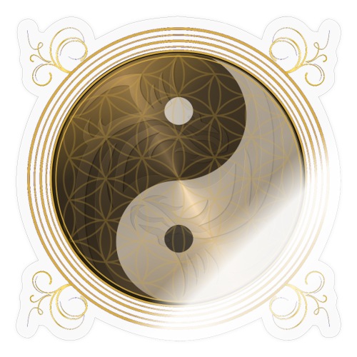 golden Dragon Yin Yang flower of live sun energy - Sticker