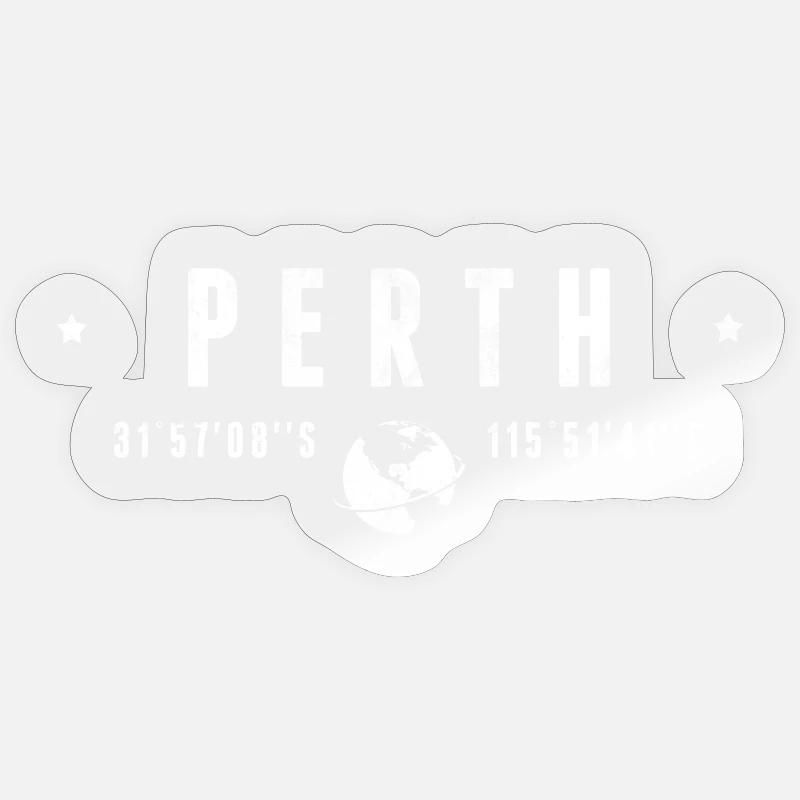 Perth Coordonnées Géographiques Stylisées - Sticker taille S (10 x 10 cm) - brillant transparent