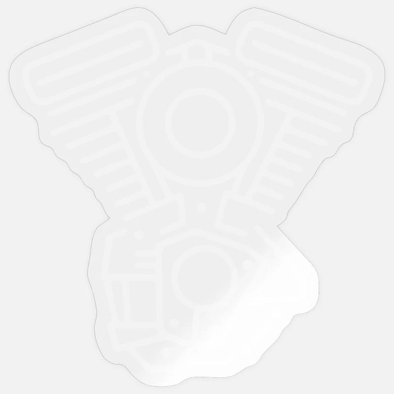 V Twin - Sticker taille S (10 x 10 cm) - brillant transparent