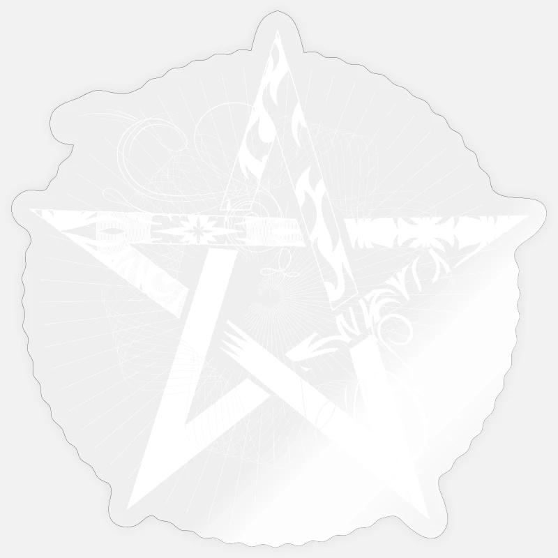 white pentagram with rays Sticker size S (10 x 10 cm)