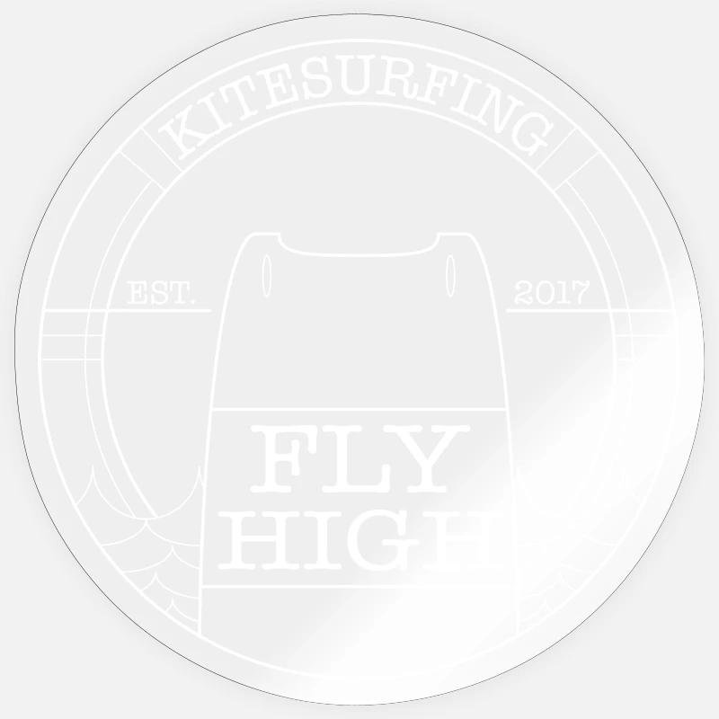 Kitesurf Fly High Kiteboard blanc - Sticker taille S (10 x 10 cm) - brillant transparent