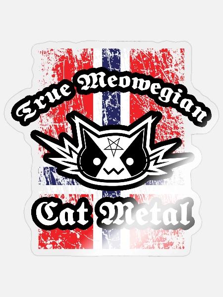 True Meowegian Cat Metal - Norwegische Flagge - Sticker Größe S (10 x 10 cm) - Transparent glänzend