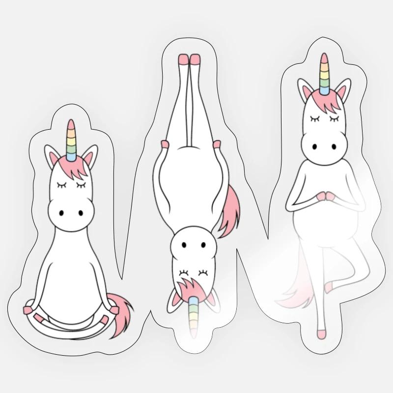 Einhörner in meditativer Pose - Sticker Größe S (10 x 10 cm) - Transparent glänzend