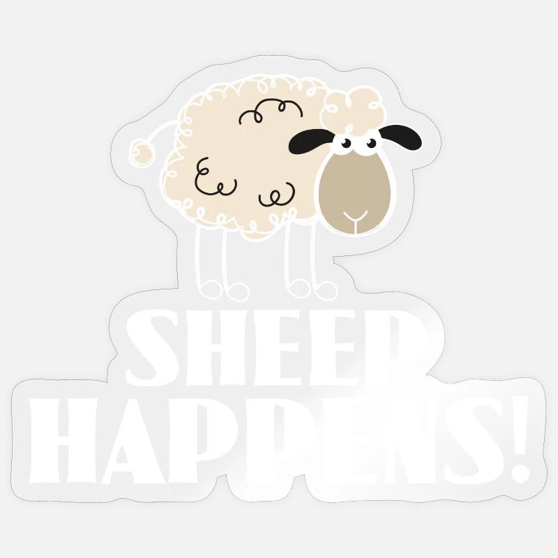 SHEEP HAPPENS - c'est comme ça - Sticker taille S (10 x 10 cm) - brillant transparent