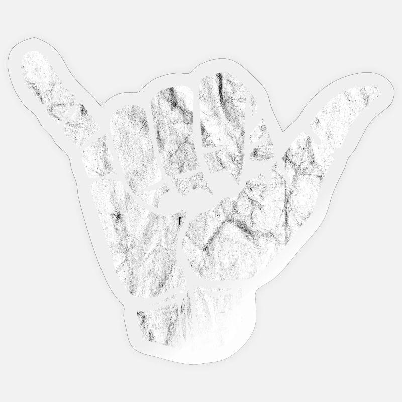 Signe de la main shaka accrocher - Sticker taille S (10 x 10 cm) - brillant transparent