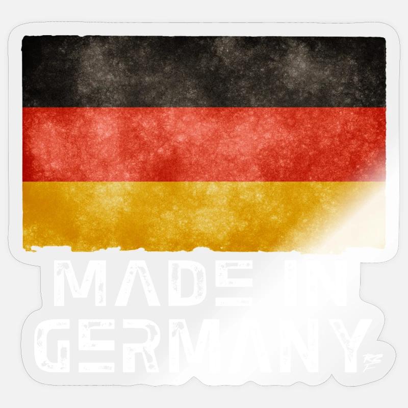 Drapeau Made in Germany – Style vieilli - Sticker taille S (10 x 10 cm) - brillant transparent