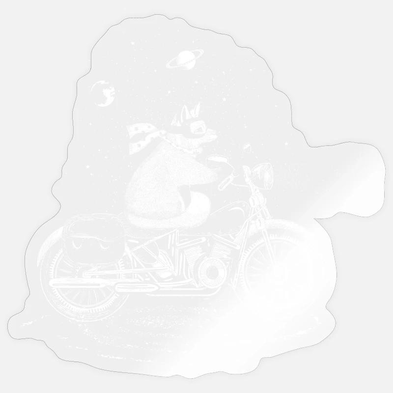 A fox rides a motorcycle Sticker size S (10 x 10 cm)