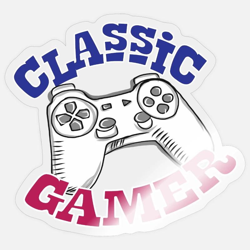 Cadeau de console de jeu - Sticker taille S (10 x 10 cm) - brillant transparent