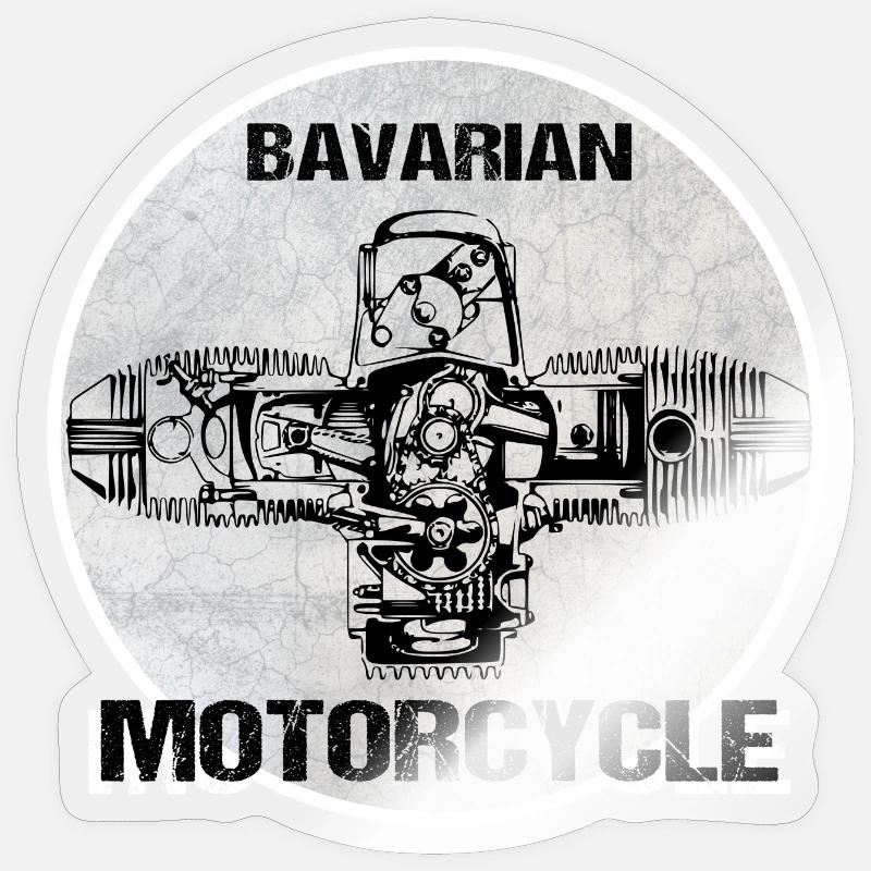 Bavarian Motorcycle boxer engine - Sticker size S (10 x 10 cm) - transparent glossy